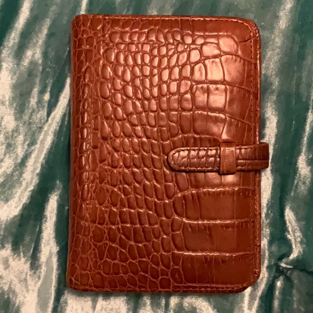 Coach Leather Cognac/Brown Crocodile Embossed Small Agenda